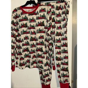 PJ Place Christmas Flannel Pajamas 2 pc. Unisex Adult XXL Red Truck Tree Print